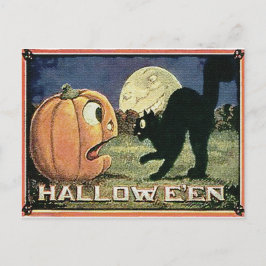 Halloween Pumpkin & Cat in mozaïek Briefkaart