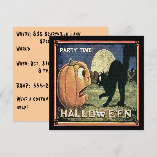  Halloween Pumpkin & Cat in mozaïek Kaart (Voorkant / Achterkant)