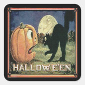  Halloween Pumpkin & Cat in mozaïek Vierkante Sticker (Voorkant)