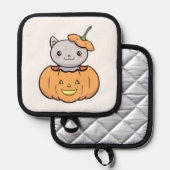 Halloween Pumpkin Cat   Pannenlap (Voorkant / Achterkant)