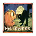 Halloween Pumpkin & Cat Photo Sculpture Staand Fotobeeldje<br><div class="desc">Pumpkin wordt bang door de zwarte kat terwijl de maan erop kijkt.</div>