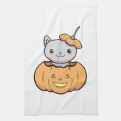 Halloween Pumpkin Cat   Theedoek (Verticaal)