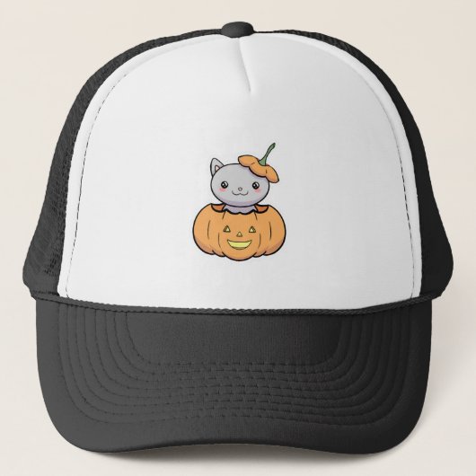 Halloween Pumpkin Cat   Trucker Pet (Voorkant)