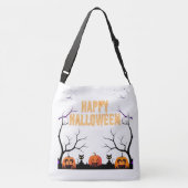 Halloween Pumpkin & Cats Oranje Crossbody Bag Crossbody Tas (Achterkant)