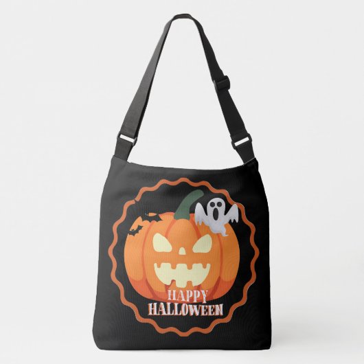 Halloween Pumpkin & Cats Oranje Crossbody Bag Crossbody Tas (Voorkant)