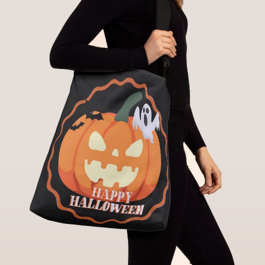 Halloween Pumpkin & Cats Oranje Crossbody Bag Crossbody Tas (Dichtbij)