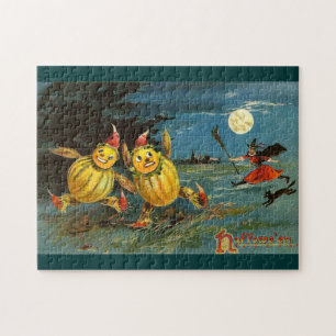 Halloween Pumpkin Characters and Witch Legpuzzel