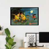 Halloween Pumpkin Characters and Witch Poster (Thuiskantoor)