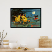 Halloween Pumpkin Characters and Witch Poster (Keuken)