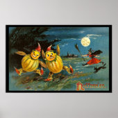 Halloween Pumpkin Characters and Witch Poster (Voorkant)