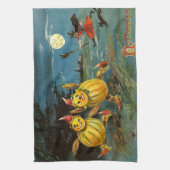 Halloween Pumpkin Characters and Witch Theedoek (Verticaal)