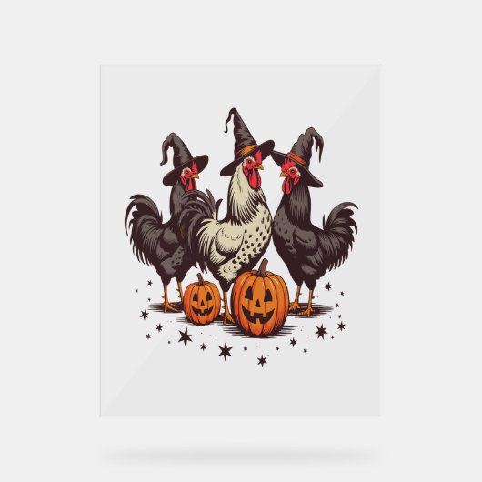 Halloween Pumpkin Chicken Witch Herfst Acryl Bord (Voorkant)