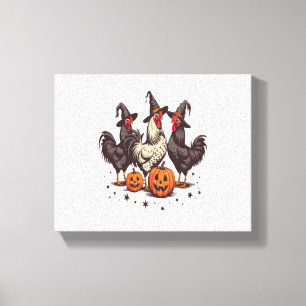 Halloween Pumpkin Chicken Witch Herfst Canvas Afdruk