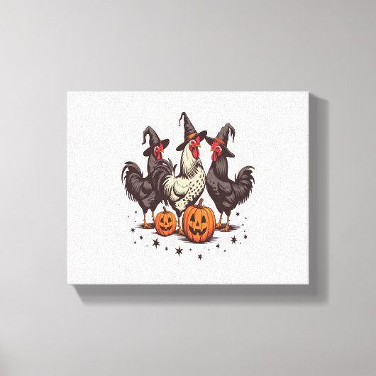 Halloween Pumpkin Chicken Witch Herfst Canvas Afdruk (Voorkant)