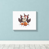 Halloween Pumpkin Chicken Witch Herfst Canvas Afdruk (Insitu (Houten vloer))