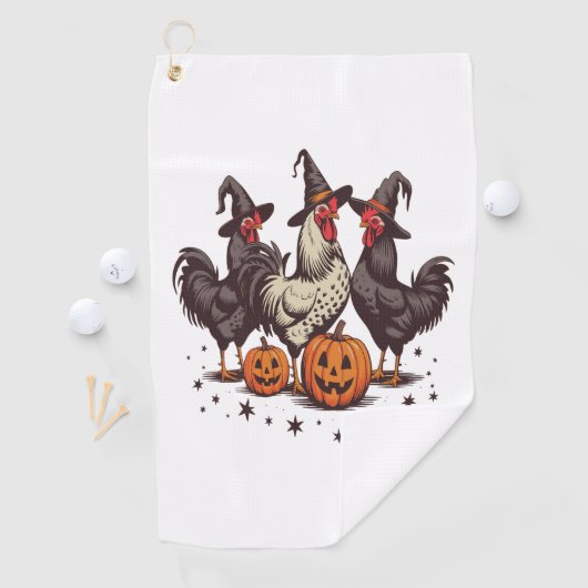 Halloween Pumpkin Chicken Witch Herfst Golfhanddoek (Insitu)