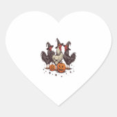 Halloween Pumpkin Chicken Witch Herfst Hart Sticker (Voorkant)