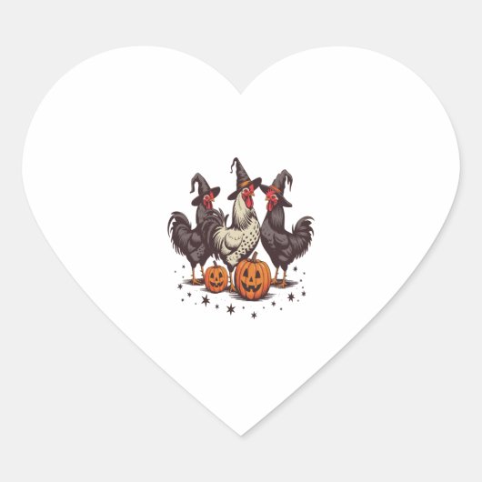 Halloween Pumpkin Chicken Witch Herfst Hart Sticker (Voorkant)