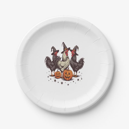 Halloween Pumpkin Chicken Witch Herfst Papieren Bordje (Voorkant)