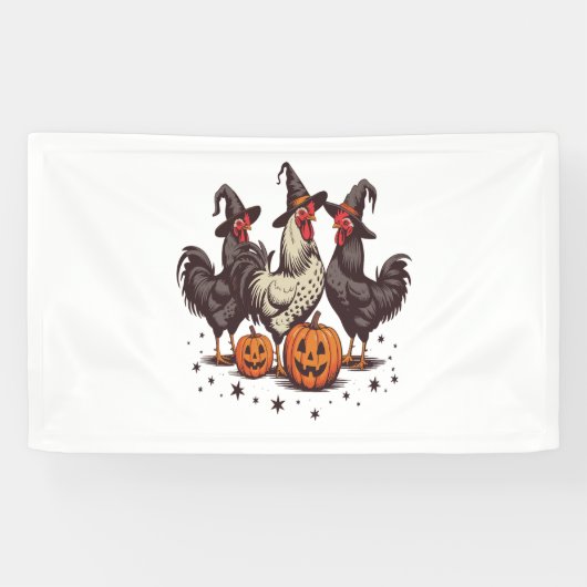 Halloween Pumpkin Chicken Witch Herfst Spandoek (Horizontaal)