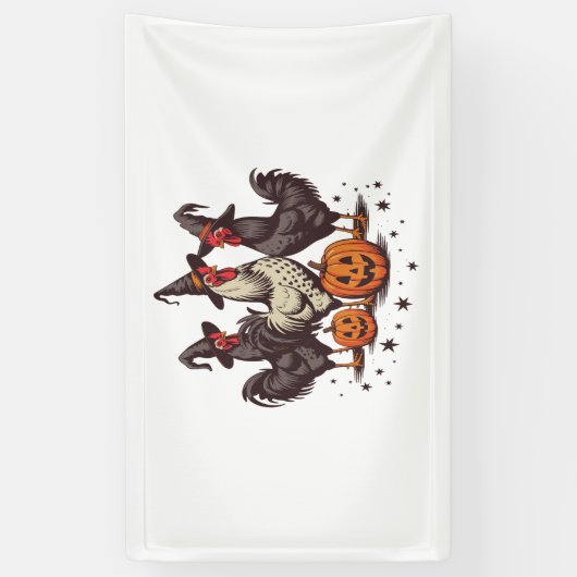 Halloween Pumpkin Chicken Witch Herfst Spandoek (Verticaal)