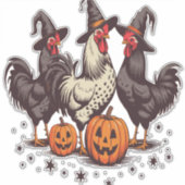 Halloween Pumpkin Chicken Witch Herfst Sticker (Voorkant)