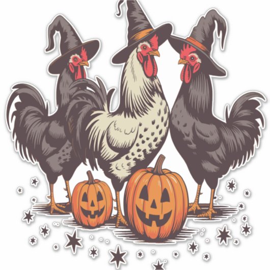 Halloween Pumpkin Chicken Witch Herfst Sticker (Voorkant)