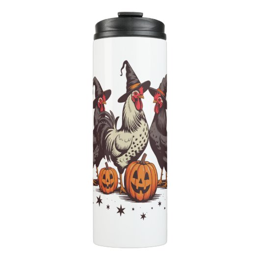 Halloween Pumpkin Chicken Witch Herfst Thermosbeker (Voorkant)