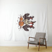 Halloween Pumpkin Chicken Witch Herfst Wandkleed (In Situ (horizontaal))