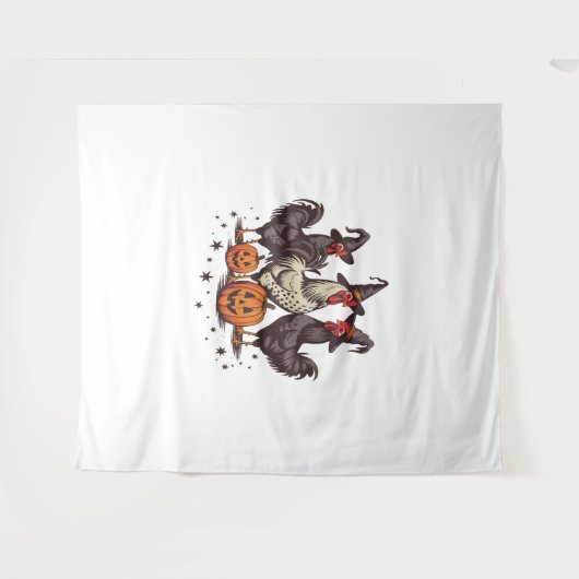 Halloween Pumpkin Chicken Witch Herfst Wandkleed (Voorkant (horizontaal))