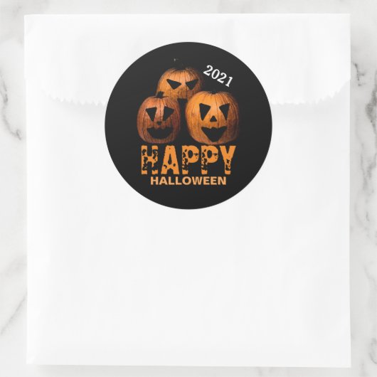 Halloween Pumpkin Classic Round Sticker (Tas)
