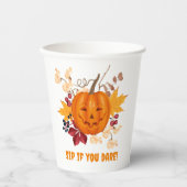 Halloween Pumpkin Coffee Cup - "Sip als je durft!" Papieren Bekers (Voorkant)