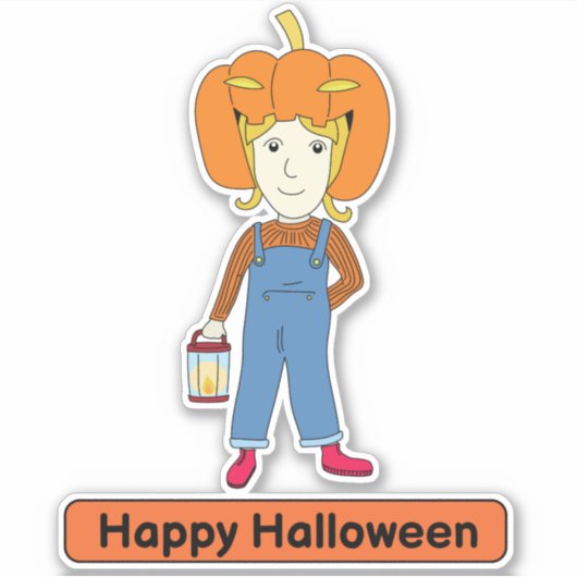 Halloween Pumpkin costume kind Sticker (Voorkant)
