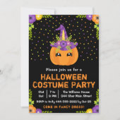 Halloween Pumpkin Costume Party Black Uitnodiging (Voorkant)