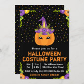Halloween Pumpkin Costume Party Black Uitnodiging (Voorkant / Achterkant)
