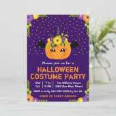 Halloween Pumpkin Costume Party Paarse uitnodiging (Staand voorkant)