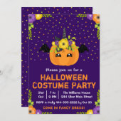 Halloween Pumpkin Costume Party Paarse uitnodiging (Voorkant / Achterkant)