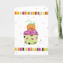 Halloween Pumpkin Cupcake Wenskaart