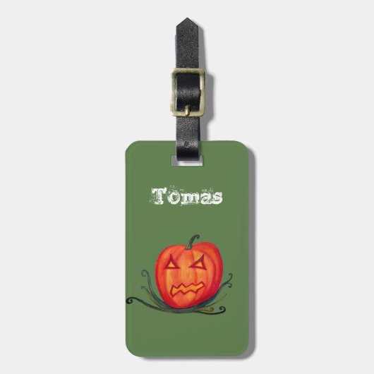 Halloween, Pumpkin Custom Name Bagagelabels (Voorkant verticaal)