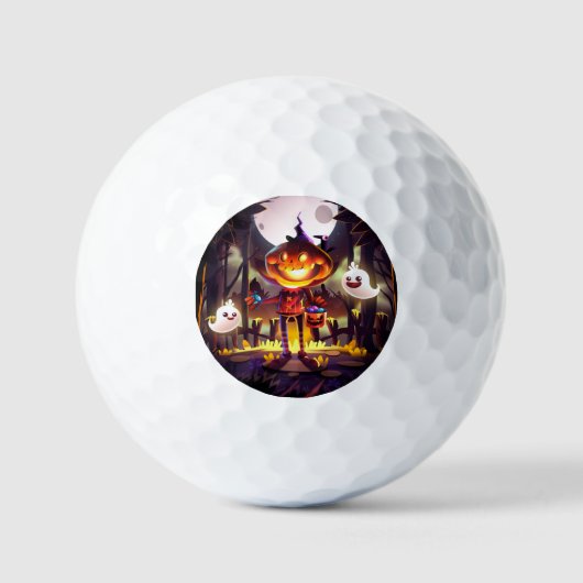 Halloween Pumpkin Cute Ghosts Moon Scary Forest Golfballen (Voorkant)