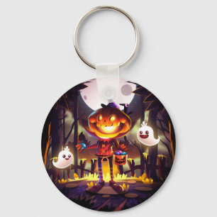 Halloween Pumpkin Cute Ghosts Moon Scary Forest Sleutelhanger