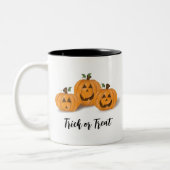 Halloween Pumpkin Cute Jack O'lantern Funny Tweekleurige Koffiemok (Links)