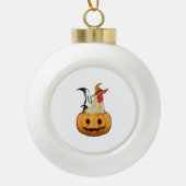 Halloween Pumpkin Cute Witch Chicken Keramische Bal Ornament (Voorkant)