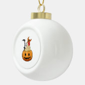 Halloween Pumpkin Cute Witch Chicken Keramische Bal Ornament (Rechts)