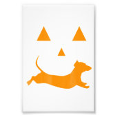 Halloween Pumpkin Dachshund Jack-O-Lantern Costum Foto Afdruk (Voorkant)