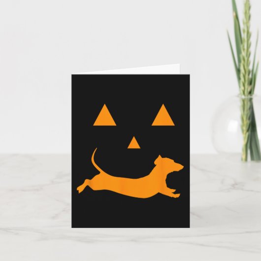 Halloween Pumpkin Dachshund Jack-o-lantern Costum Kaart (Voorkant)