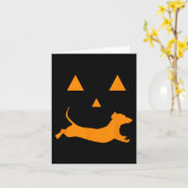 Halloween Pumpkin Dachshund Jack-o-lantern Costum Kaart (Gele Bloem)