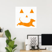 Halloween Pumpkin Dachshund Jack-O-Lantern Costum Poster (Thuiskantoor)