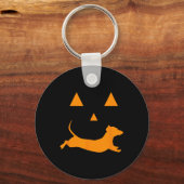 Halloween Pumpkin Dachshund Jack-o-lantern Costum Sleutelhanger (Voorkant)