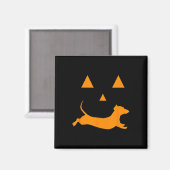 Halloween Pumpkin Dachshund Jack-o-lantern Costume Magneet (Voorkant / Achterkant)